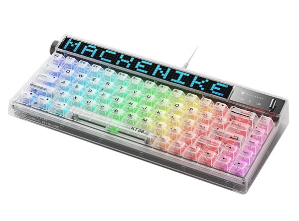 Machenike KT68 Kablolu Crystal Tactile Switch LCD RGB Beyaz İngilizce Gaming Klavye