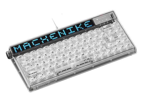 Machenike KT68 Kablolu Crystal Tactile Switch LCD RGB Beyaz İngilizce Gaming Klavye