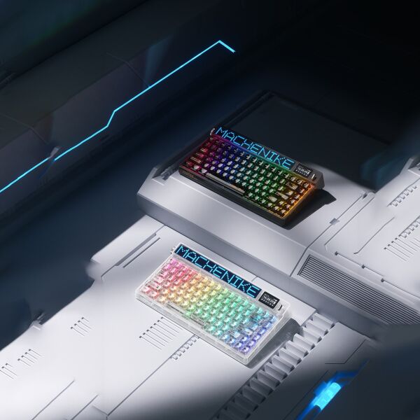 Machenike KT84-B84W Tri-Mode Gateron White Switch LCD RGB Beyaz İngilizce Gaming Klavye