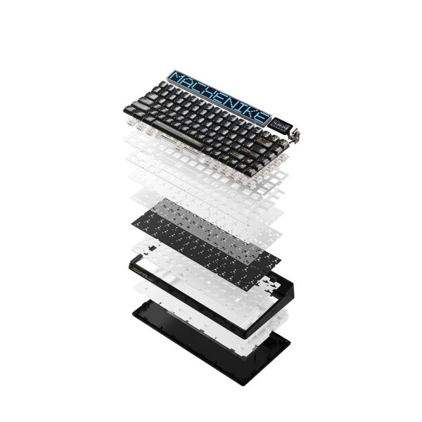 Machenike KT84-B84W Tri-Mode Gateron Yellow Switch LCD RGB Siyah İngilizce Gaming Klavye