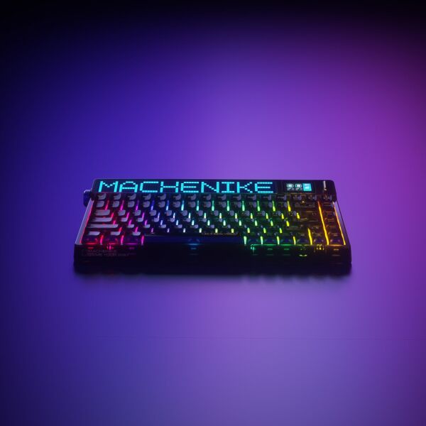 Machenike KT84-B84W Tri-Mode Gateron Yellow Switch LCD RGB Siyah İngilizce Gaming Klavye