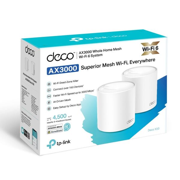 Tp-Link Deco X50 AX3000 Wi-Fi 6  Tüm Ev Kapsayan Mesh Sistemi (2'li Paket)