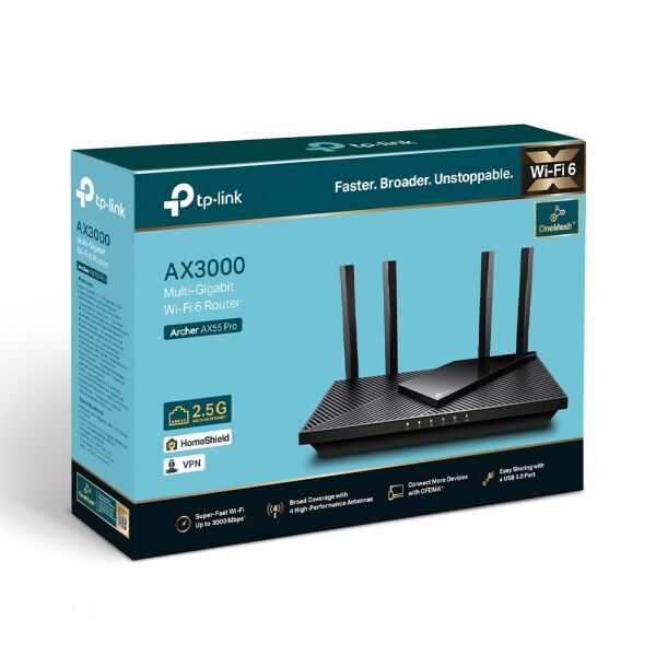 Tp-Link Archer AX55 Pro AX3000 2.5G Bağlantı Noktalı Çoklu Gigabit Fiber Destekli Wi-Fi 6 Router