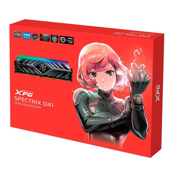 XPG Spectrix D41 16GB RGB DDR4 3600Mhz CL18 1.35V AX4U360016G18I-ST41 Siyah Tek Modül Ram