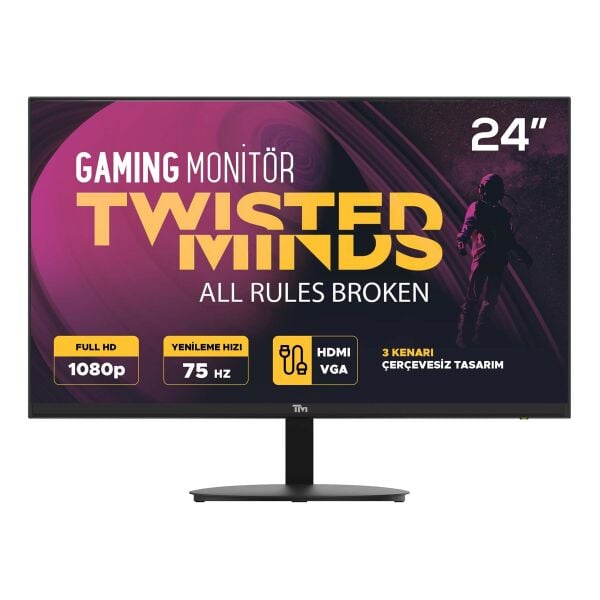 TWISTED MINDS 23.8'' TM24DFA FULLHD 75Hz HDMI VGA ÇERÇEVESİZ AMD FREESYNC GAMING MONİTÖR