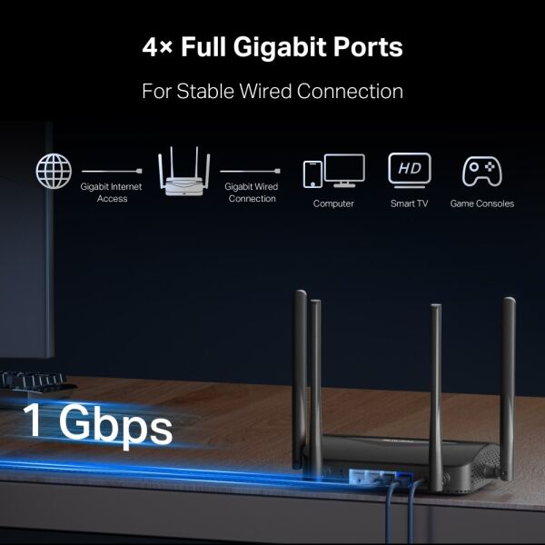 Mercusys MR25BE EasyMesh Uyumlu WPA3 BE3600 Çift Bant Wi-Fi 7 Router