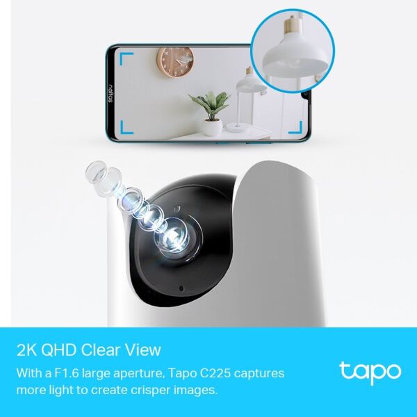 TP-Link Tapo C225 2K QHD Gece Görüşlü 512 GB Micro SD Destekli Wi-Fi Güvenlik Kamerası
