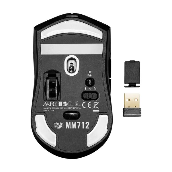 COOLER MASTER MM712 58GR KABLOSUZ 2.4G/BT ULTRA HAFİF SİYAH RGB OYUNCU MOUSE