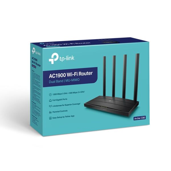 TP-Link Archer C80 AC1900 Dual Band 2.4/5Ghz 600/1300Mhz MU-MIMO Wi-Fi Router