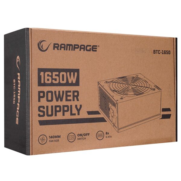 RAMPAGE BTC-1650 1650W 16* (6+2P)PCI EXP KABLOLU 14 CM FANLI BITCOIN POWER SUPPLY