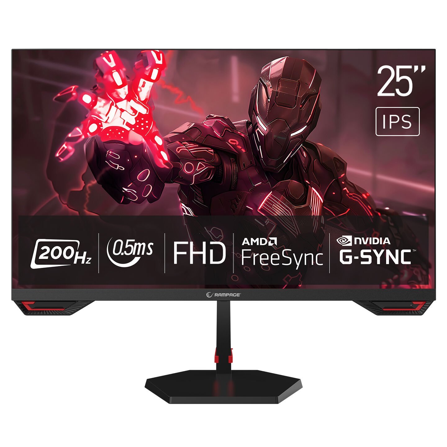 RAMPAGE 24,5'' CRIMSON CR25R200 FHD 200HZ 0.5MS CSOT FAST IPS ADAPTIVE-SYNC FLAT ÇERÇEVESİZ GAMING MONİTÖR