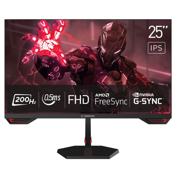 RAMPAGE 24,5'' CRIMSON CR25R200 FHD 200HZ 0.5MS CSOT FAST IPS ADAPTIVE-SYNC FLAT ÇERÇEVESİZ GAMING MONİTÖR