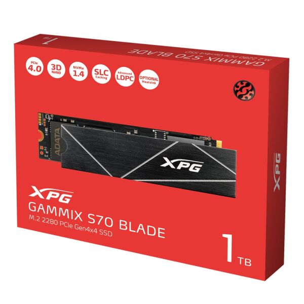 XPG Gammix S70 Blade 1TB 7400-5500MB/s NVMe PCIe 4.0 m.2 Gen4 SSD AGAMMIXS70B-1T-CS