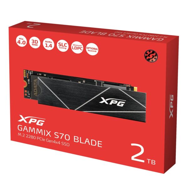 XPG Gammix S70 Blade 2TB 7400-6800MB/s NVMe PCIe 4.0 m.2 Gen4 SSD AGAMMIXS70B-2T-CS
