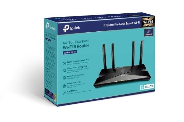 TP-Link Archer AX20 AX1800 Wi-Fi 6 OneMesh 867Mbps/1201Mbps 4 Port Router