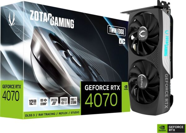 ZOTAC NVIDIA 12GB GDDR6X RTX4070 TWIN EDGE OC ZT-D40700H-10M VGA